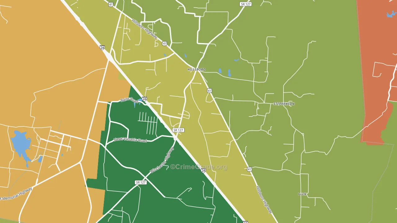 37342, TN Map of Vehicle Theft Rates