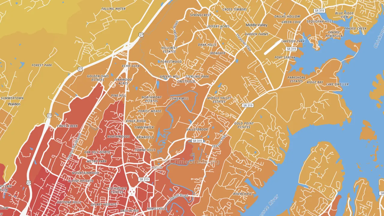 37343, TN Map of Vehicle Theft Rates