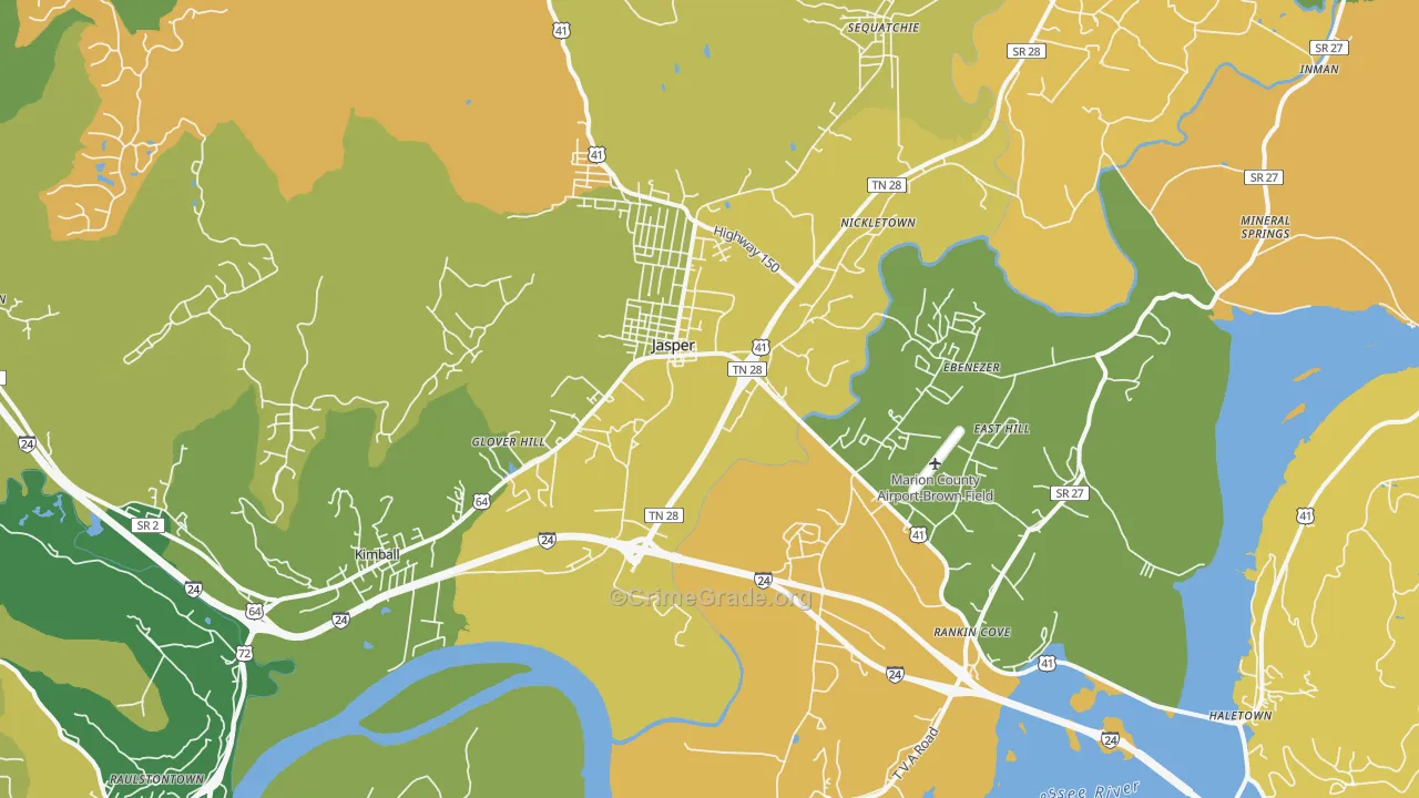 37347, TN Map of Vehicle Theft Rates