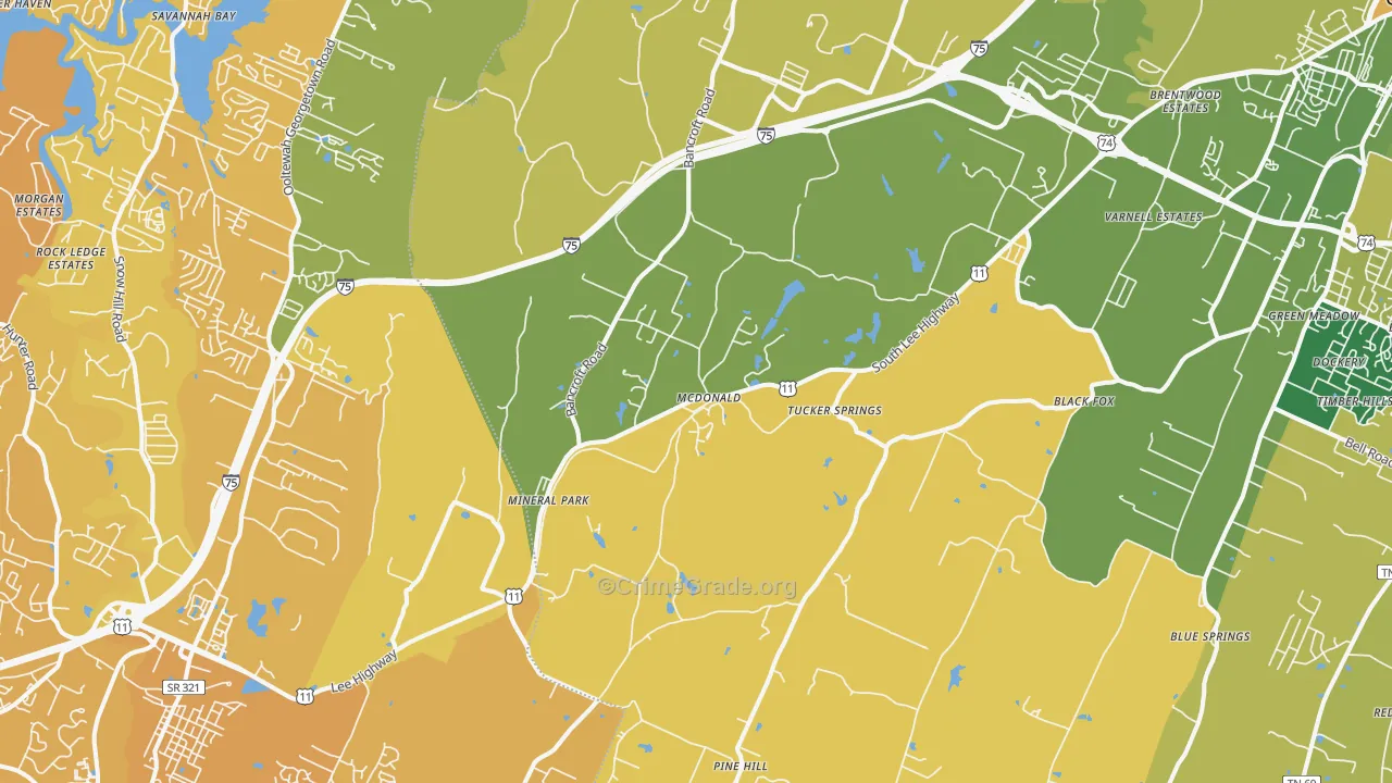 37353, TN Map of Vehicle Theft Rates