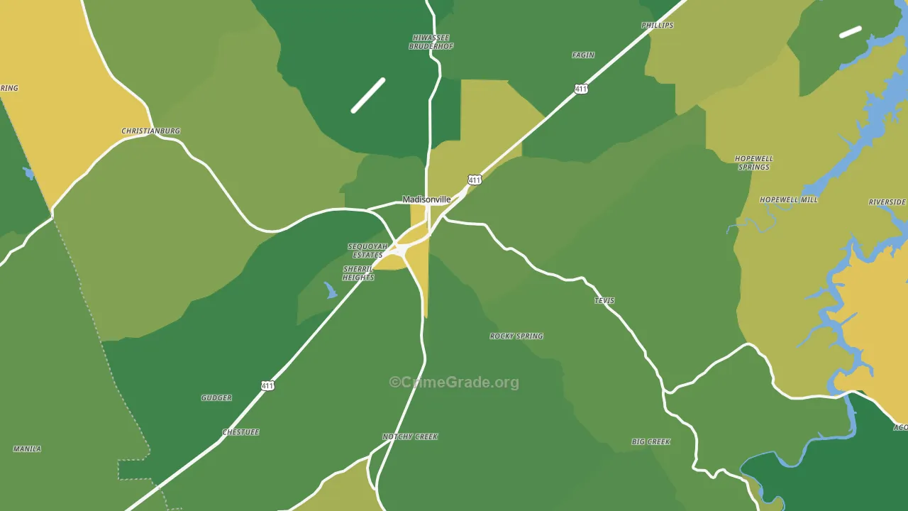 37354, TN Map of Vehicle Theft Rates