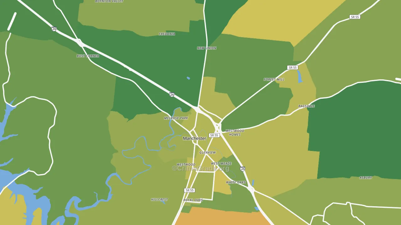 37355, TN Map of Vehicle Theft Rates