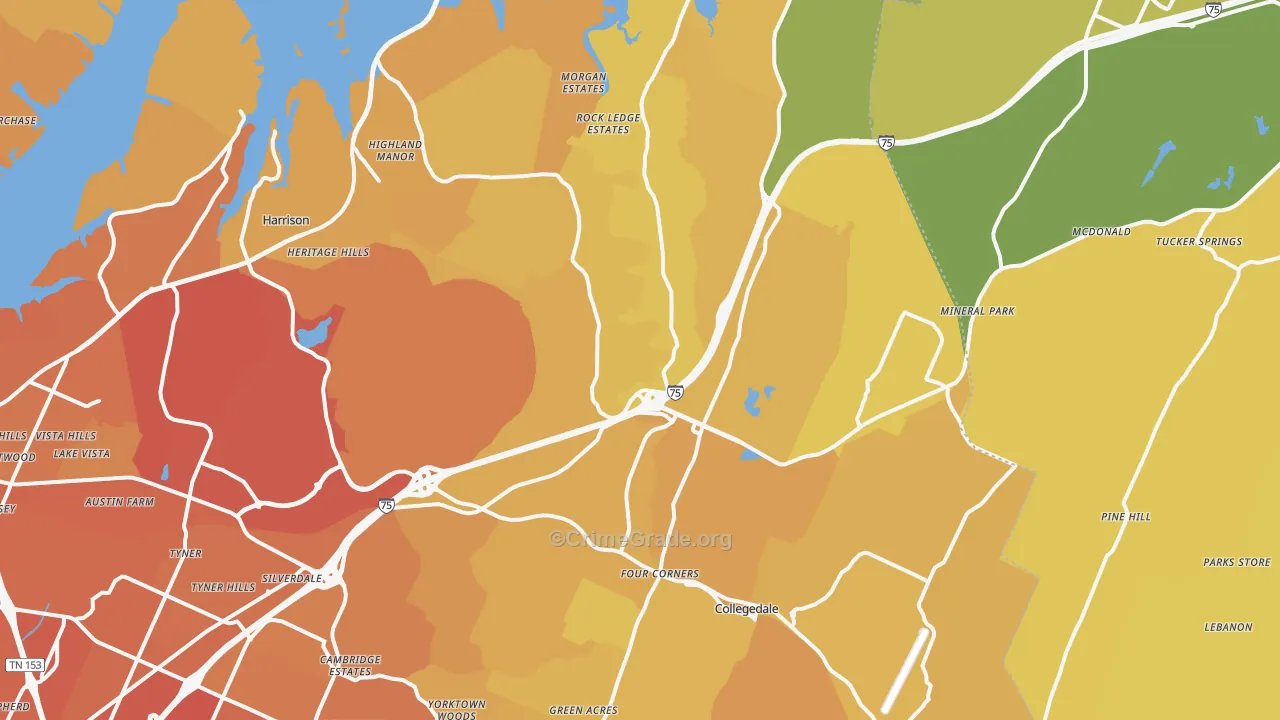 37363, TN Map of Vehicle Theft Rates