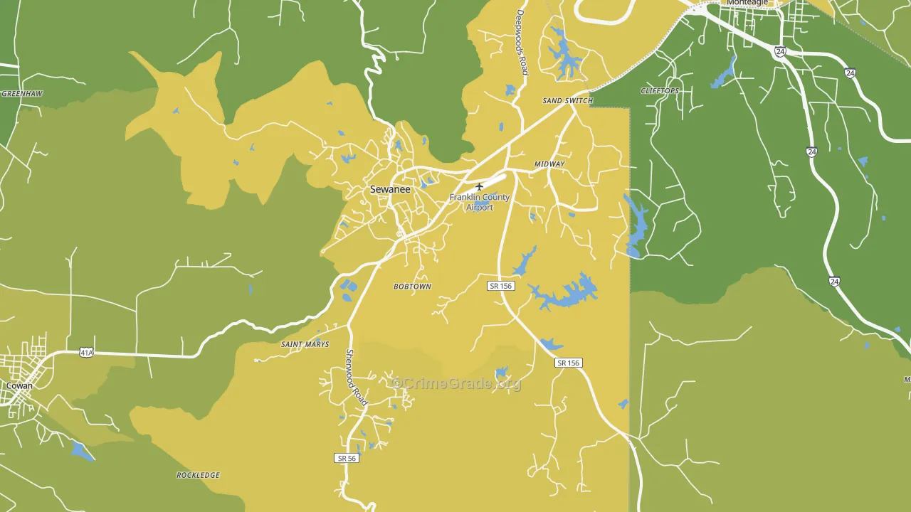 37375, TN Map of Vehicle Theft Rates
