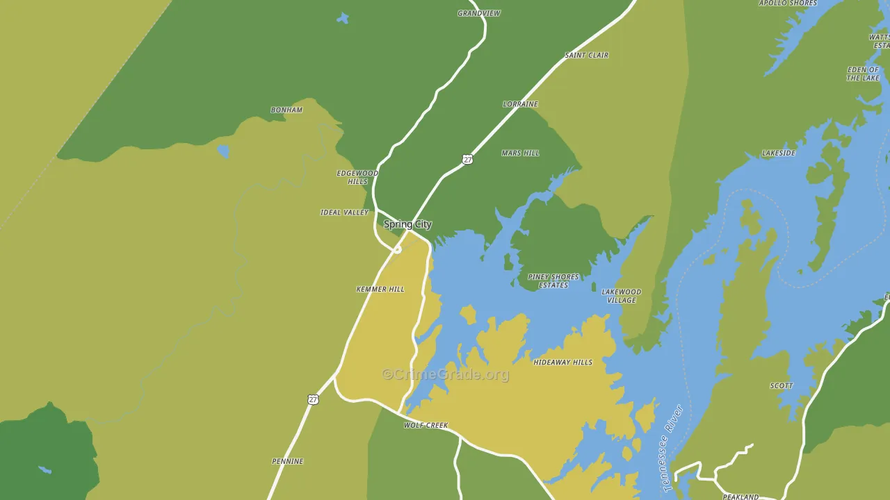 37381, TN Map of Vehicle Theft Rates