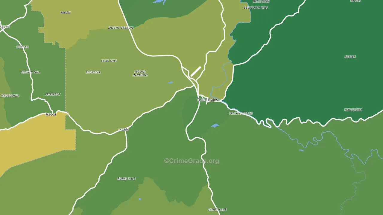 37385, TN Map of Vehicle Theft Rates