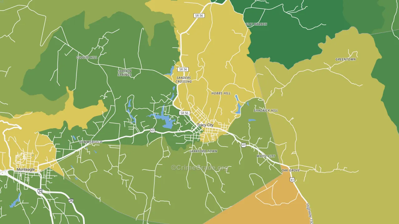 37387, TN Map of Vehicle Theft Rates