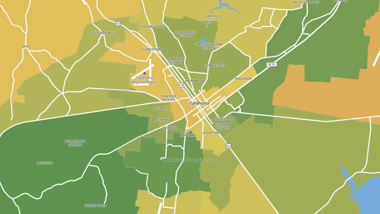 37388, TN Map of Vehicle Theft Rates