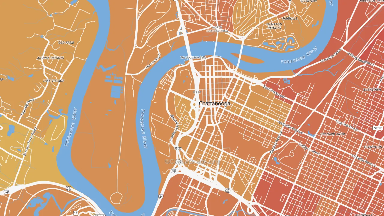 37402, TN Map of Vehicle Theft Rates