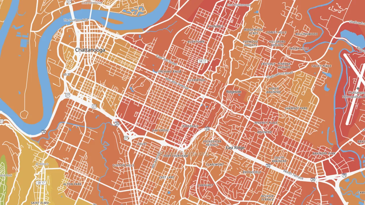37404, TN Map of Vehicle Theft Rates