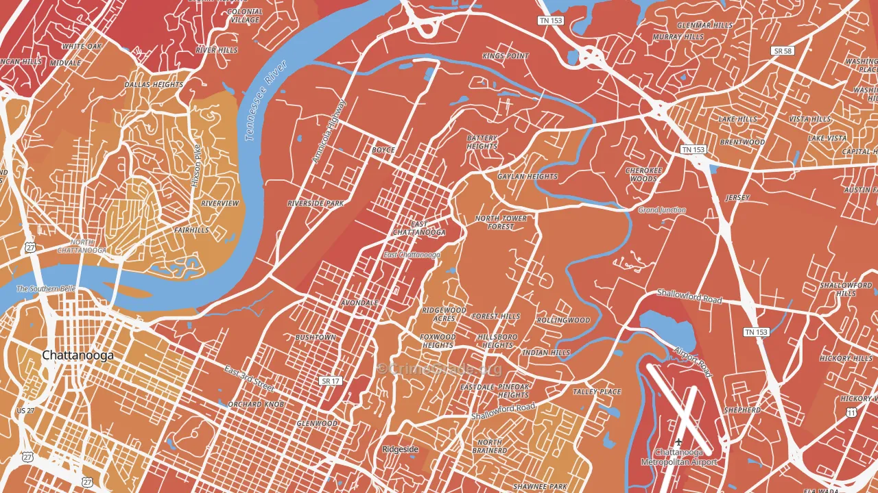 37406, TN Map of Vehicle Theft Rates
