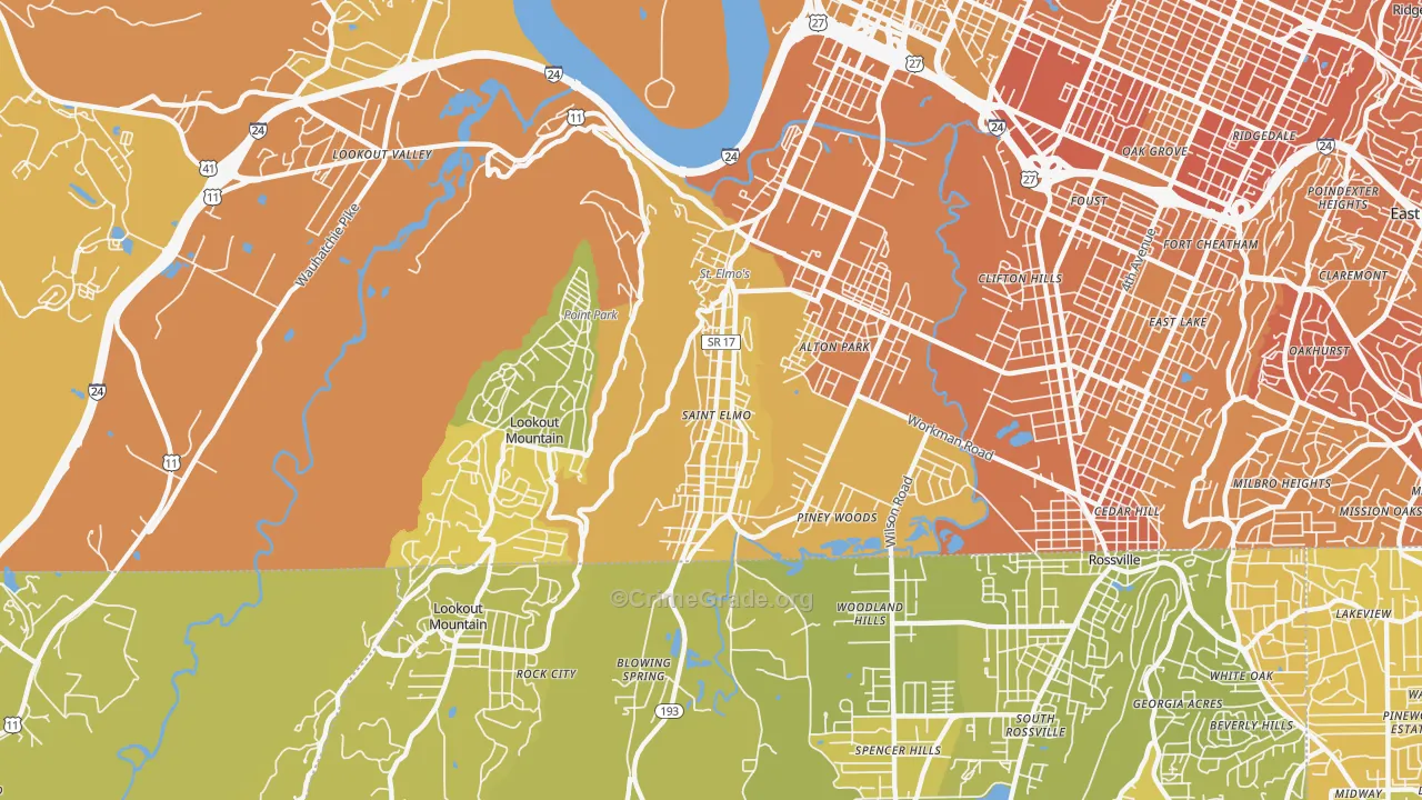 37409, TN Map of Vehicle Theft Rates