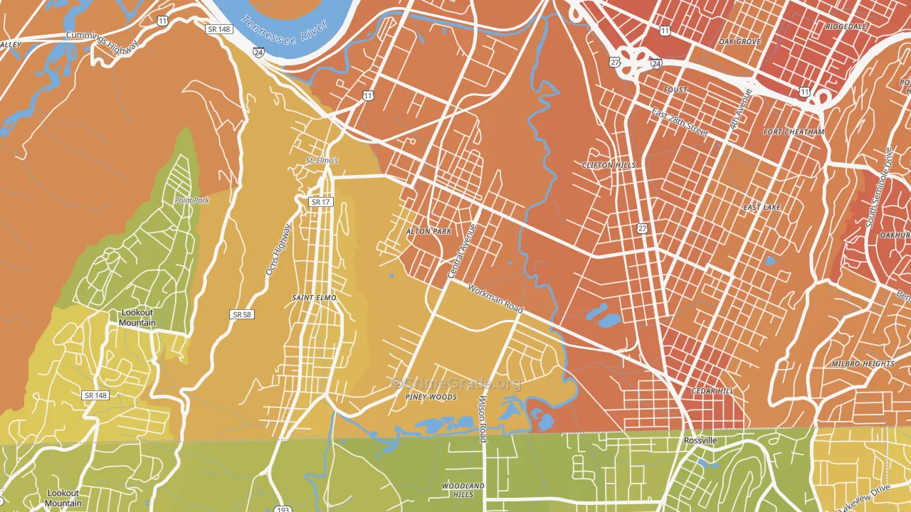 37410, TN Map of Vehicle Theft Rates