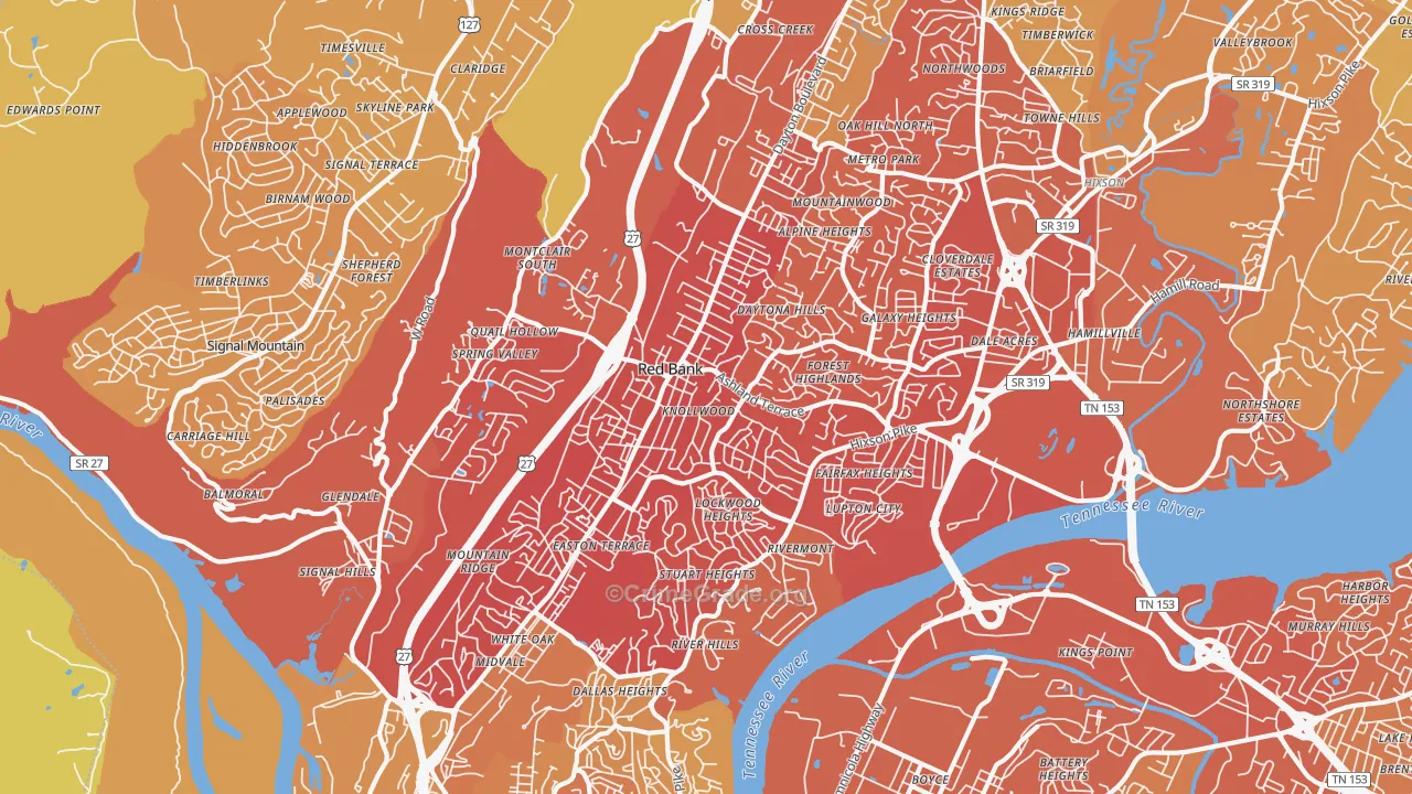 37415, TN Map of Vehicle Theft Rates