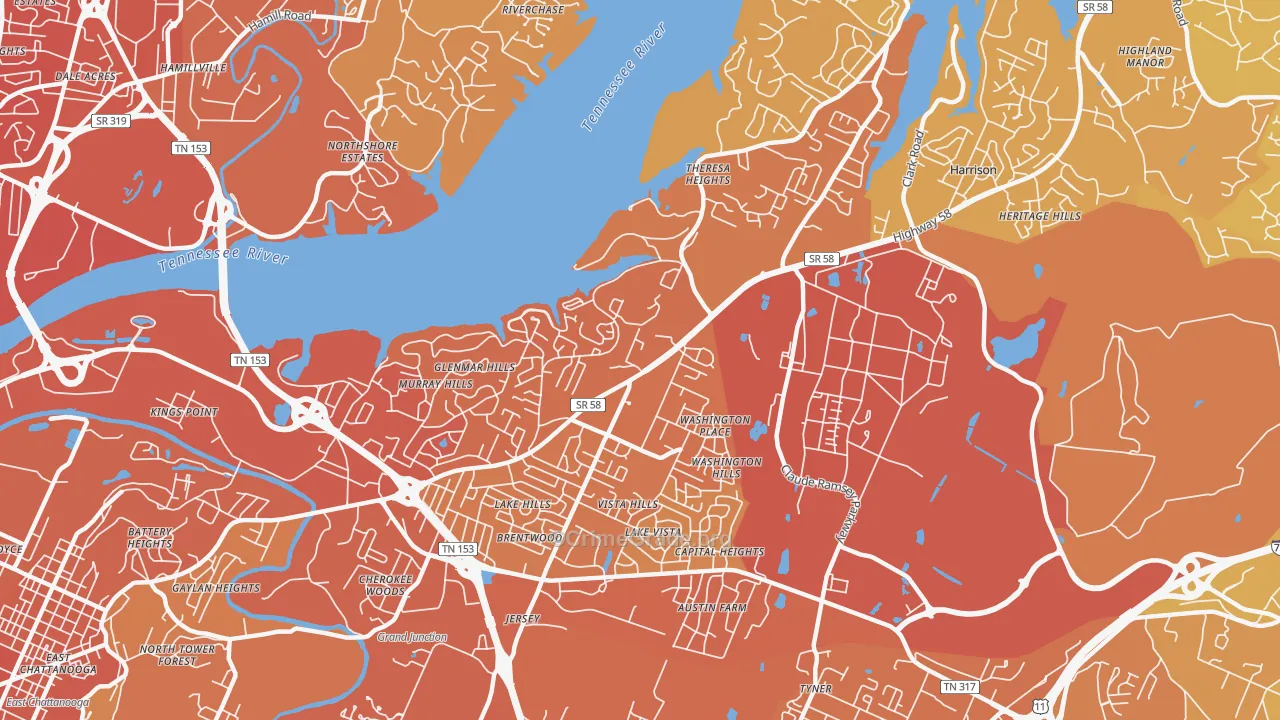 37416, TN Map of Vehicle Theft Rates
