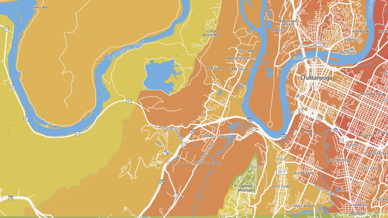 37419, TN Map of Vehicle Theft Rates
