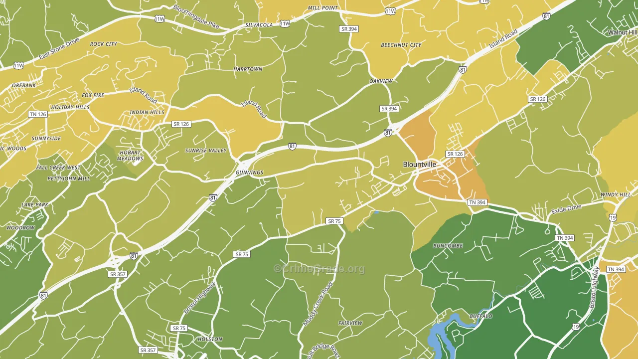 37617, TN Map of Vehicle Theft Rates