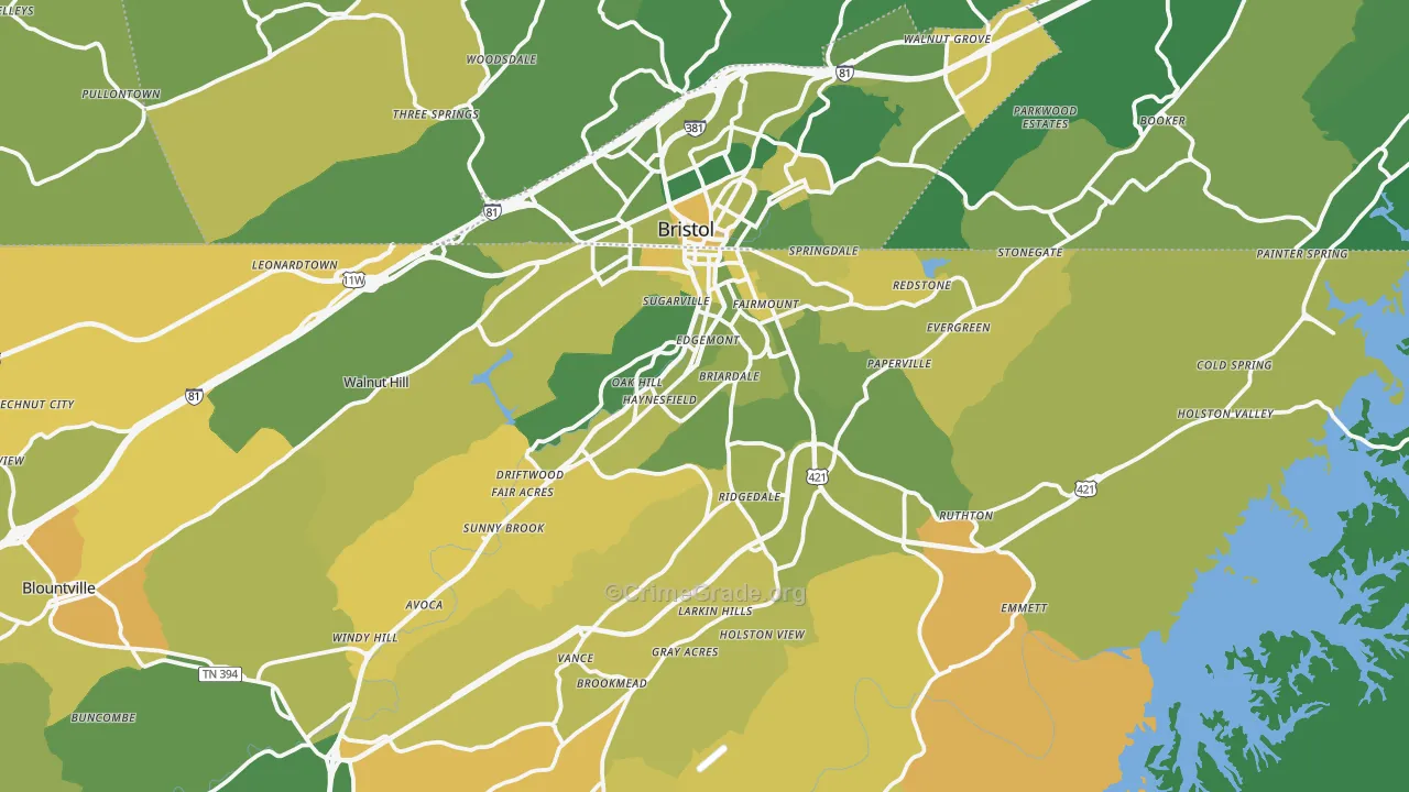 37620, TN Map of Vehicle Theft Rates