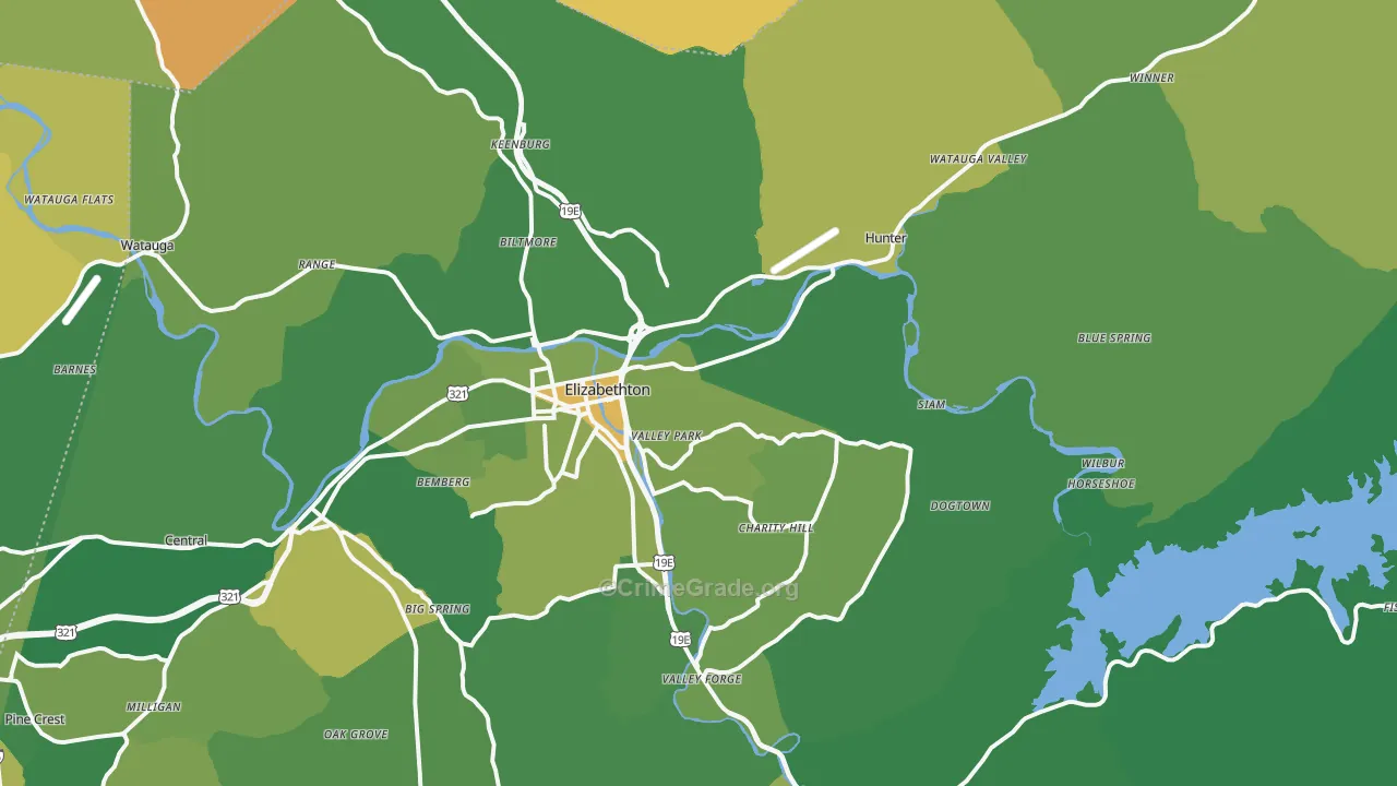 37643, TN Map of Vehicle Theft Rates