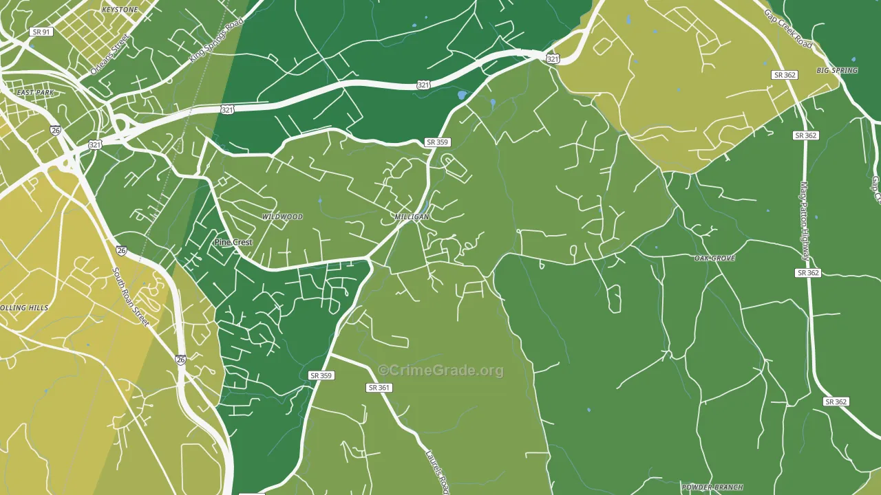 37682, TN Map of Vehicle Theft Rates