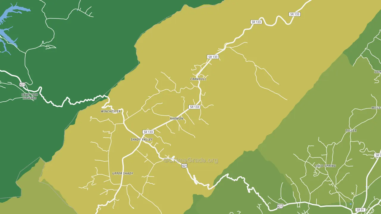 37688, TN Map of Vehicle Theft Rates
