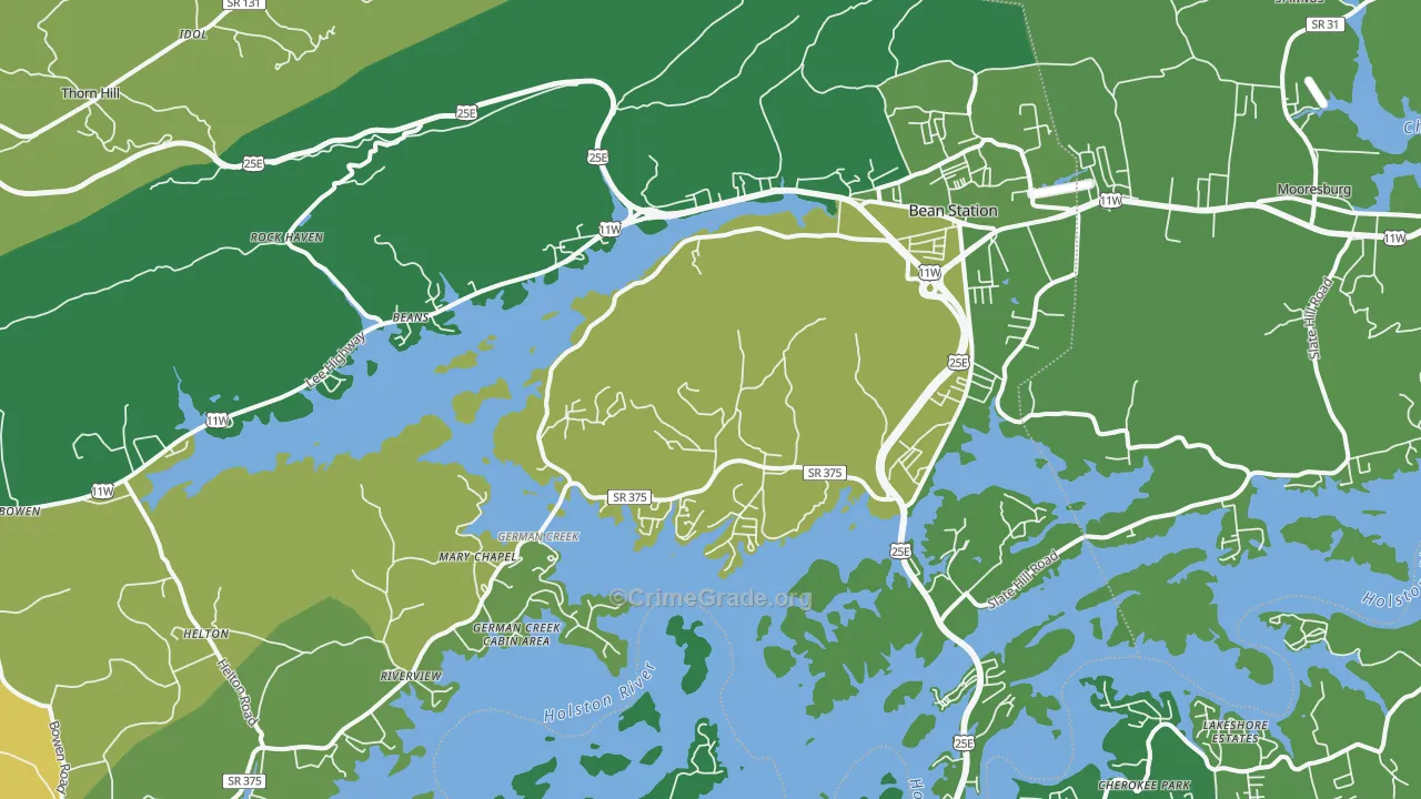 37708, TN Map of Vehicle Theft Rates