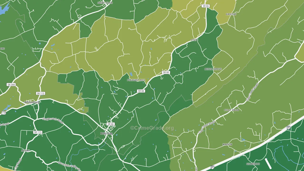 37711, TN Map of Vehicle Theft Rates