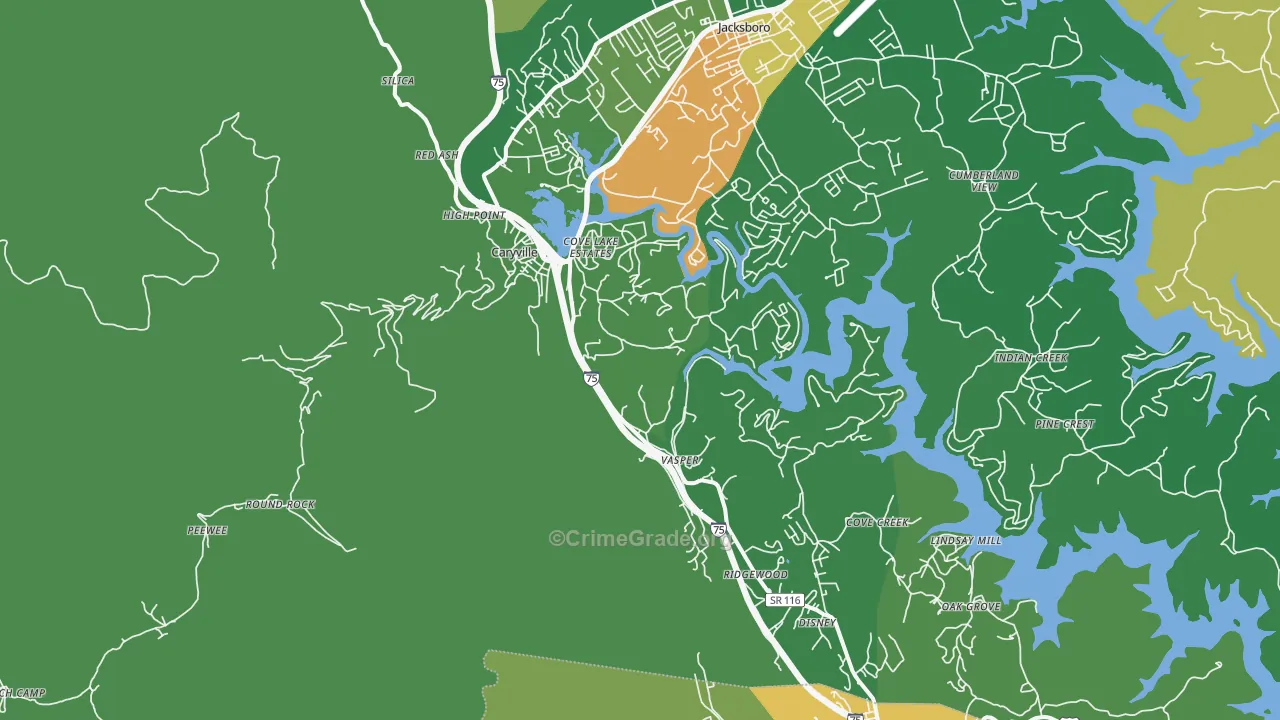 37714, TN Map of Vehicle Theft Rates