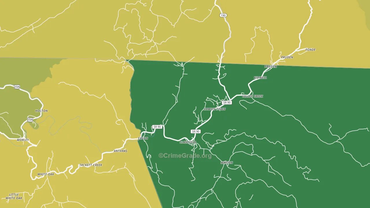 37715, TN Map of Vehicle Theft Rates