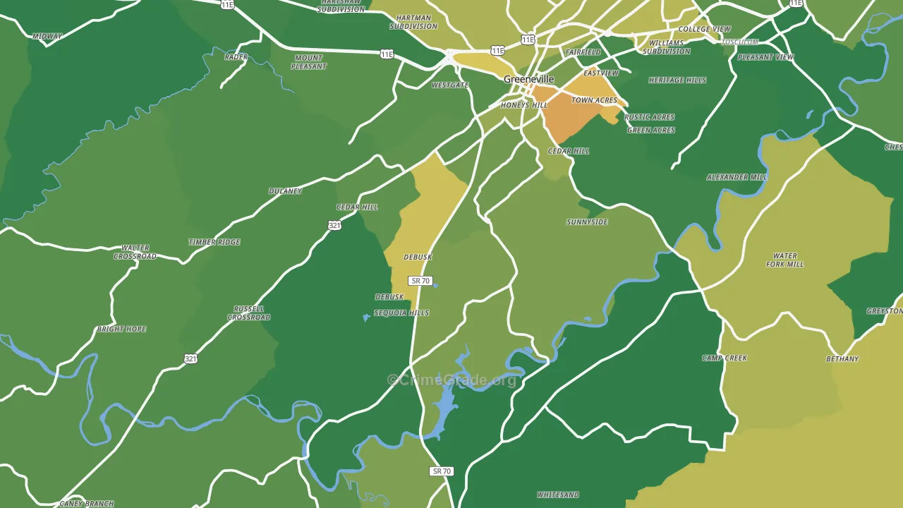 37743, TN Map of Vehicle Theft Rates
