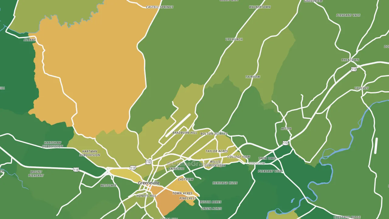 37745, TN Map of Vehicle Theft Rates