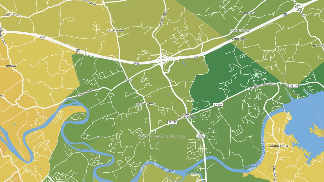 37764, TN Map of Vehicle Theft Rates