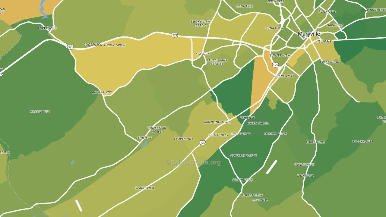 37801, TN Map of Vehicle Theft Rates