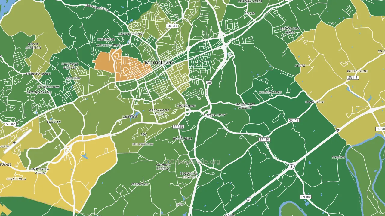 37813, TN Map of Vehicle Theft Rates
