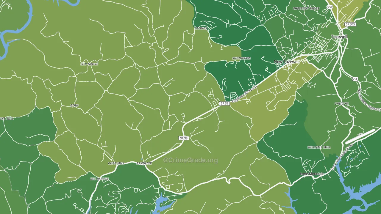 37825, TN Map of Vehicle Theft Rates