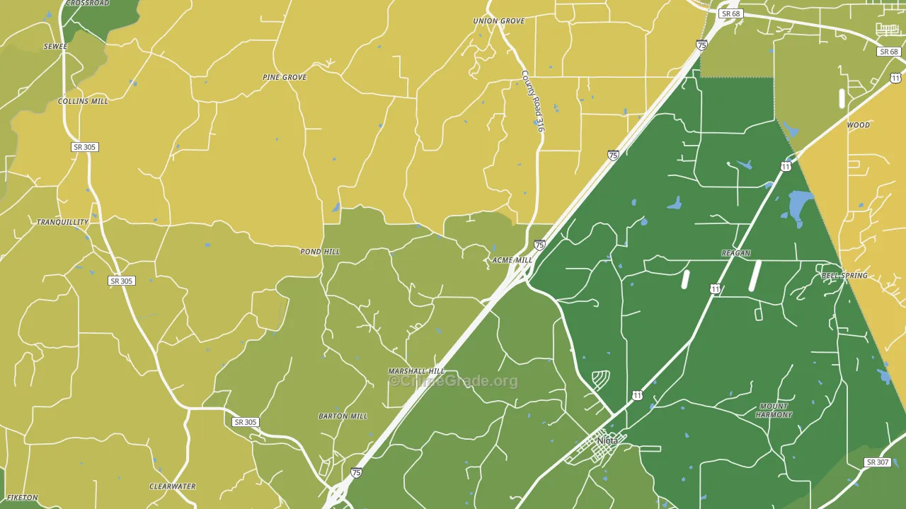 37826, TN Map of Vehicle Theft Rates