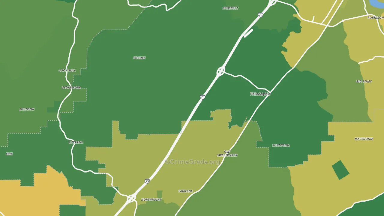37846, TN Map of Vehicle Theft Rates