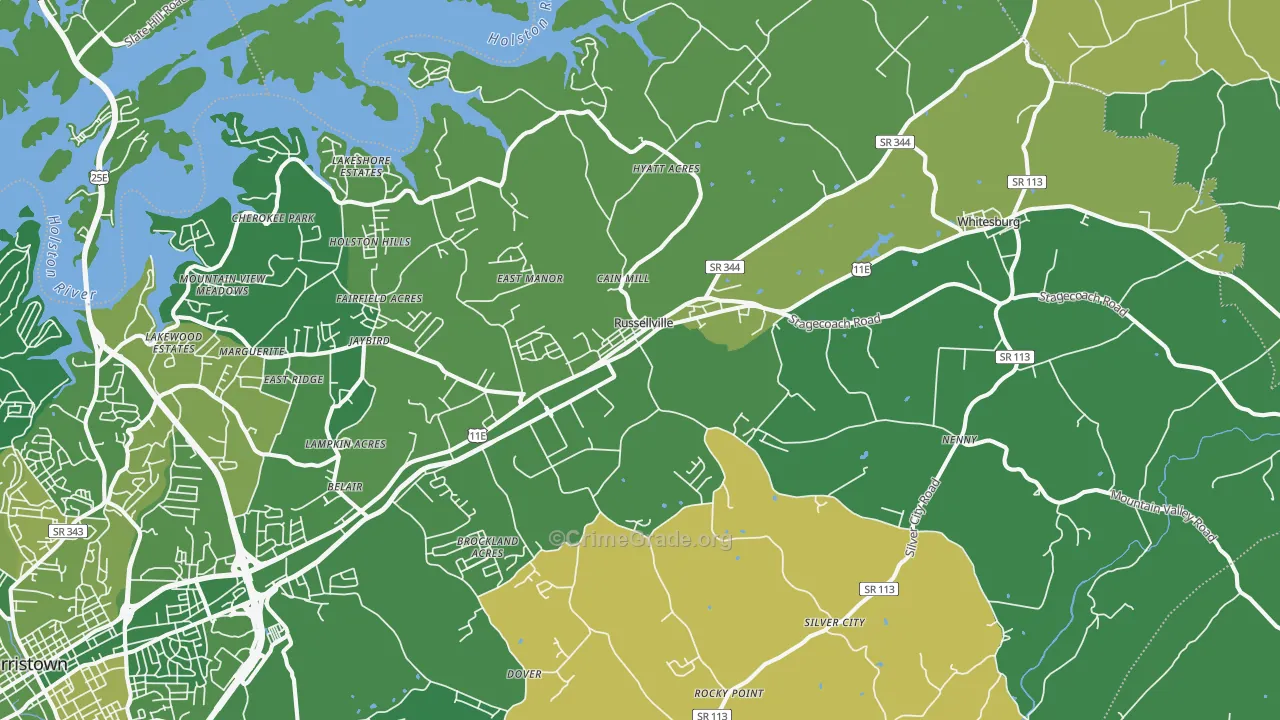 37860, TN Map of Vehicle Theft Rates