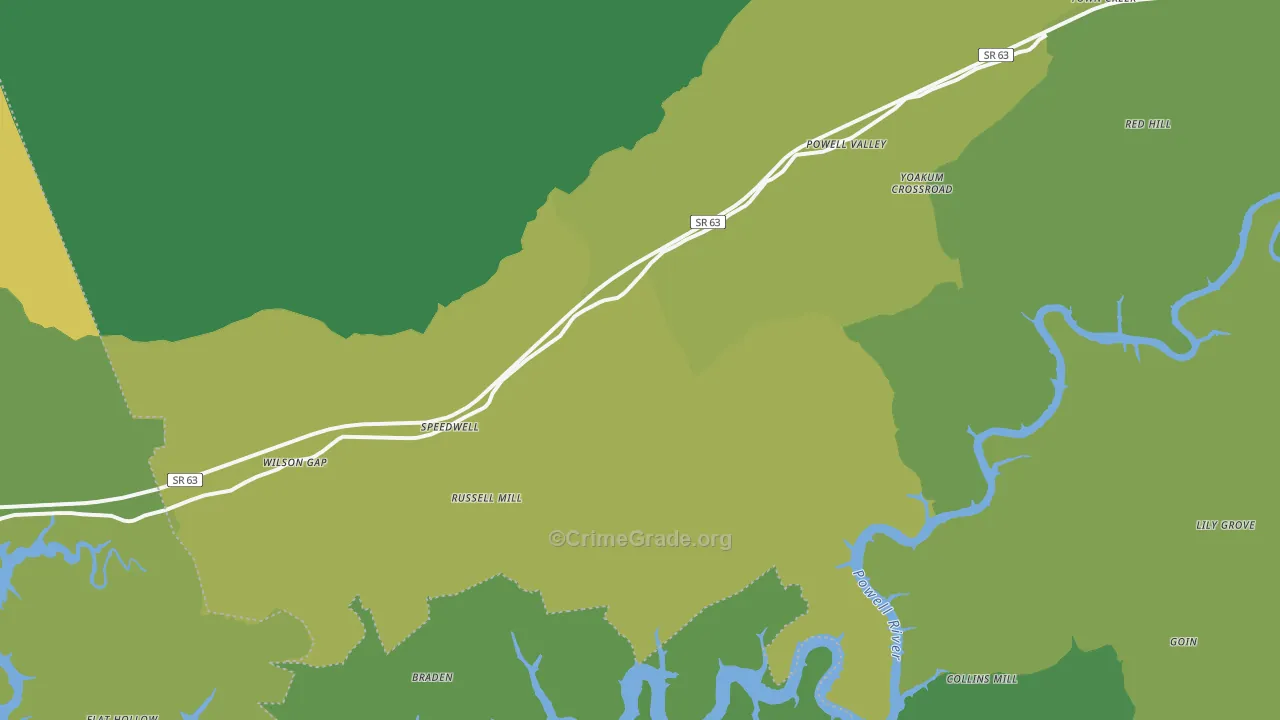 37870, TN Map of Vehicle Theft Rates