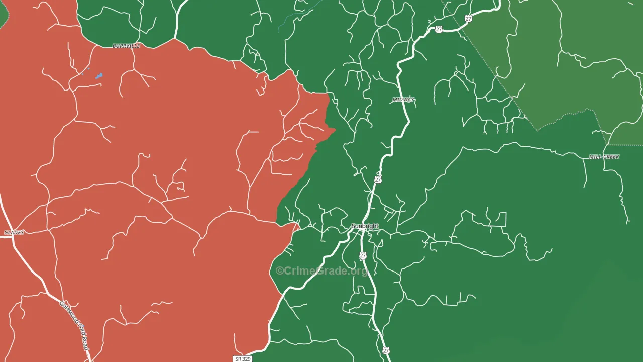 37872, TN Map of Vehicle Theft Rates