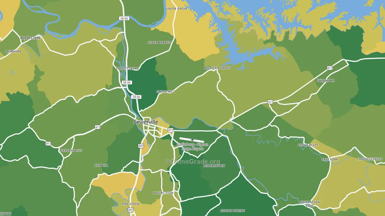 37876, TN Map of Vehicle Theft Rates