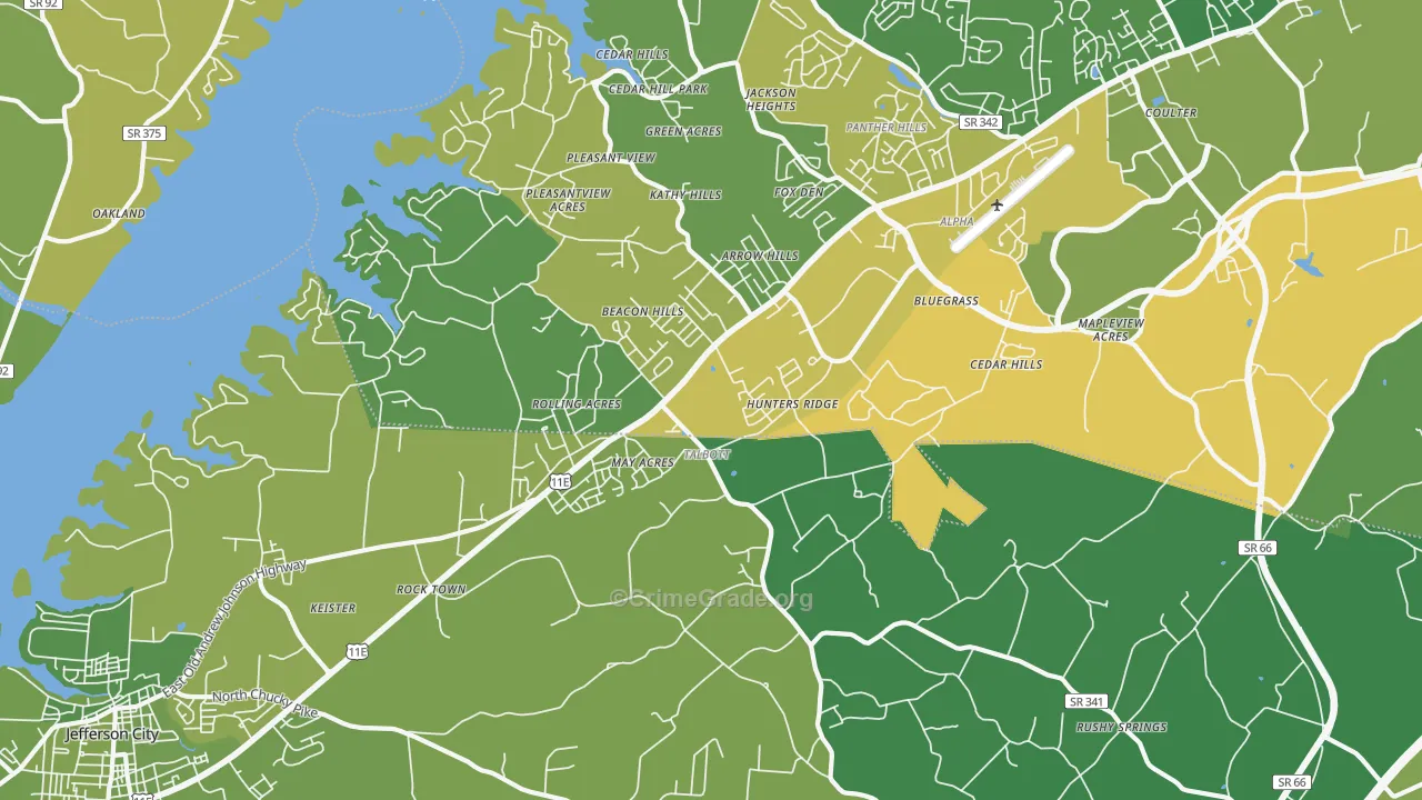 37877, TN Map of Vehicle Theft Rates