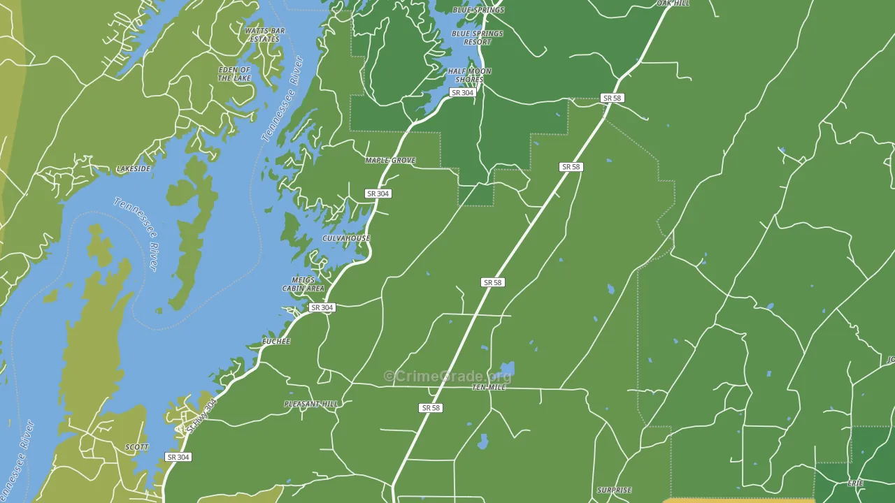 37880, TN Map of Vehicle Theft Rates