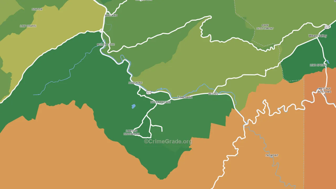 37882, TN Map of Vehicle Theft Rates
