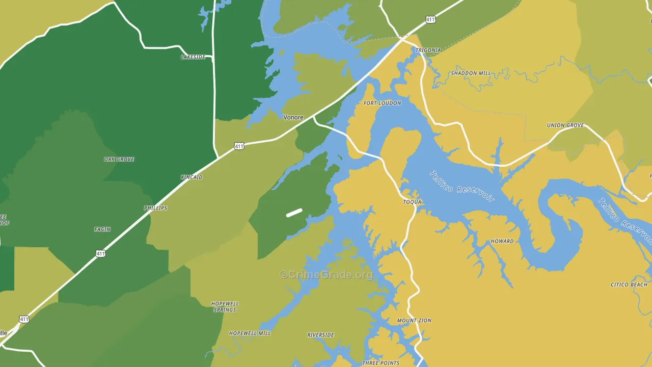37885, TN Map of Vehicle Theft Rates