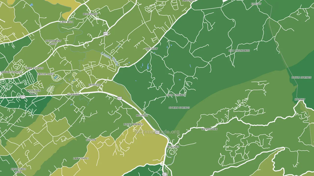 37886, TN Map of Vehicle Theft Rates