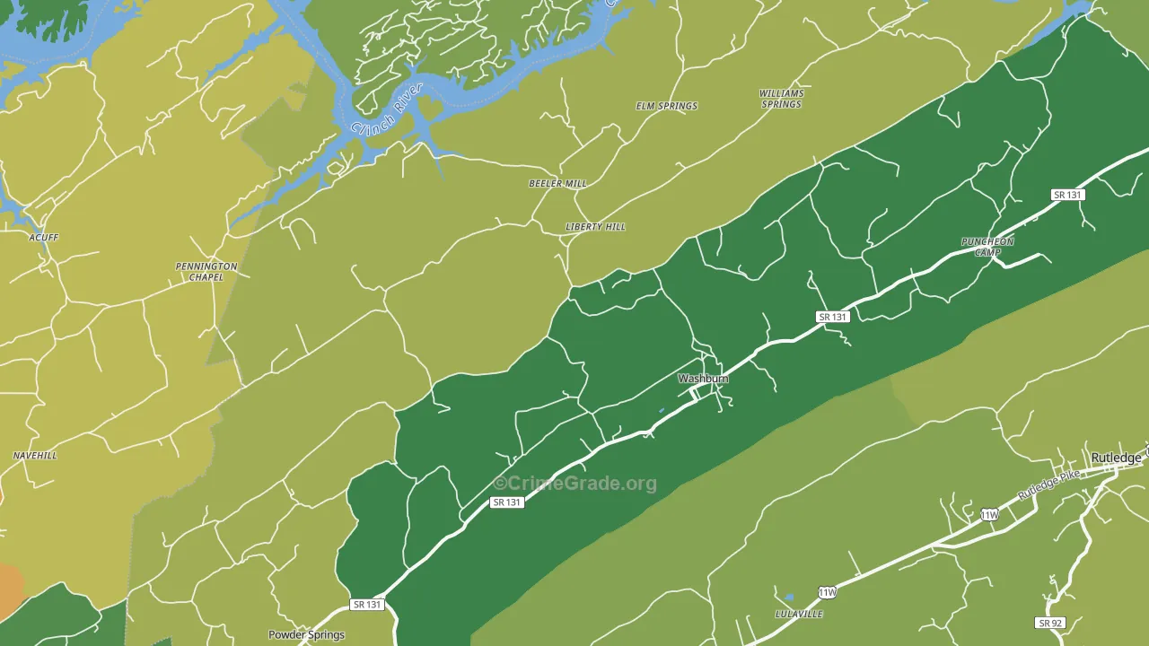 37888, TN Map of Vehicle Theft Rates