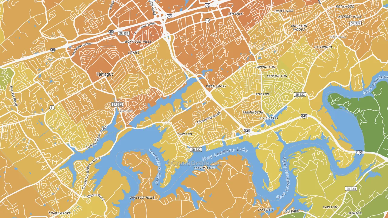 37922, TN Map of Vehicle Theft Rates