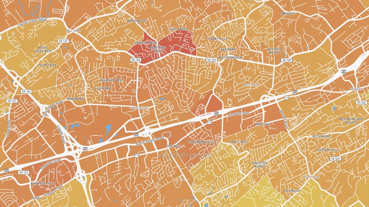 37923, TN Map of Vehicle Theft Rates