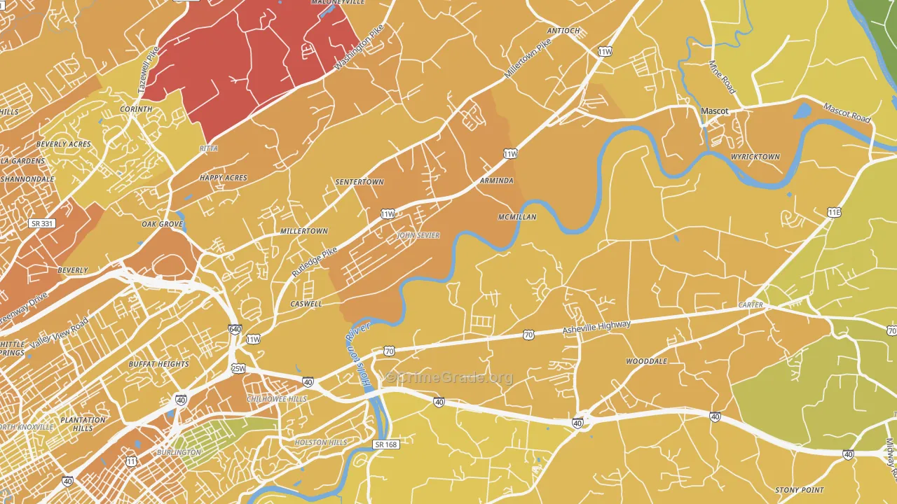 37924, TN Map of Vehicle Theft Rates